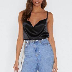 Nasty Gal Cowl Neck Cami in Black Size 6